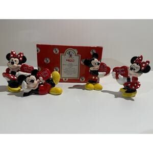 Vintage Enesco Mickey & Minnie Mouse Valentine Heart Figurine Set of 4